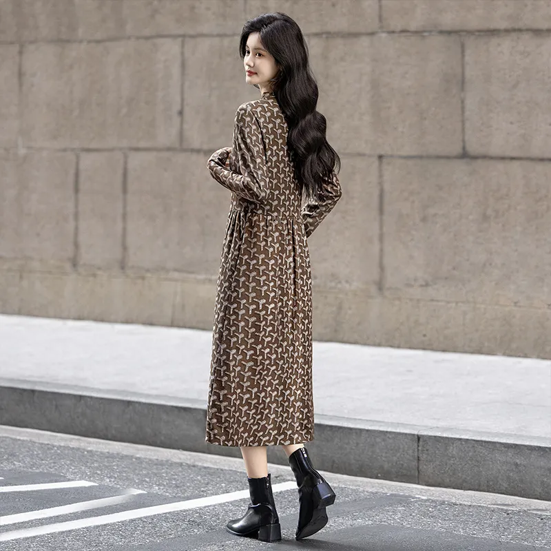 Cypress House Long Sleeved Dress Women's Dark Coffee-3