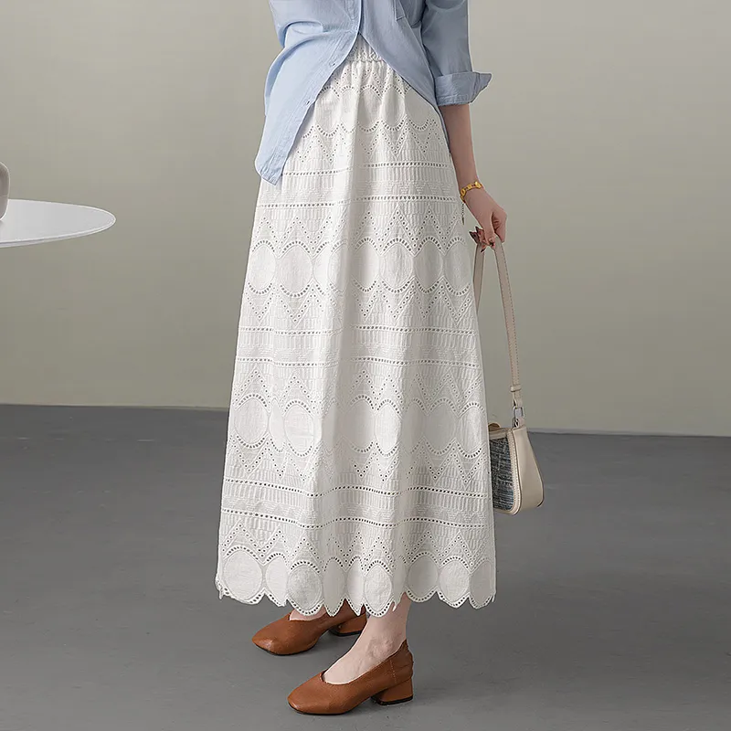 Cypress House Casual Long Skirts Women's White-4