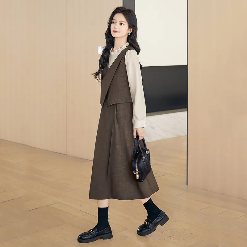 Cypress House Long Sleeved Dress Women's Dark Coffee-6