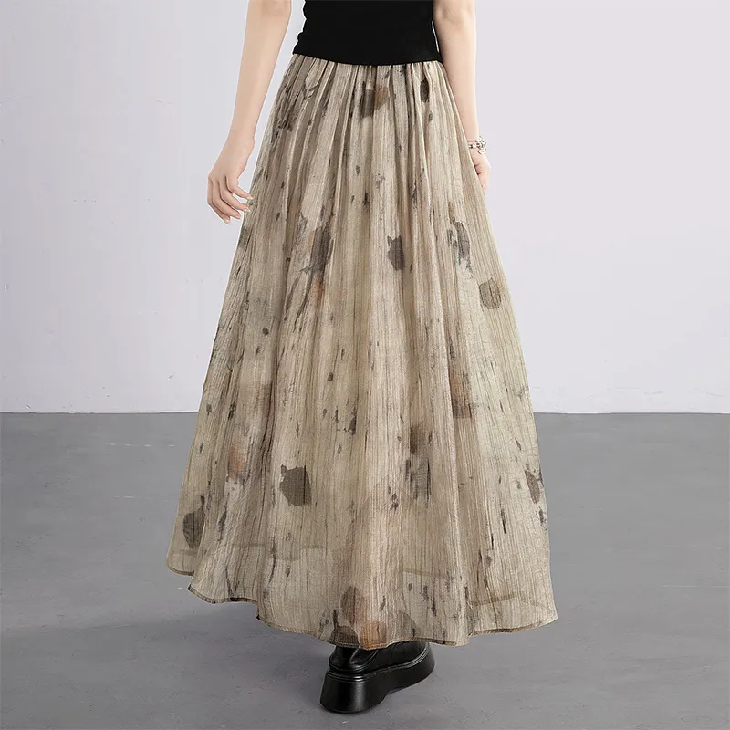 Cypress House Casual Long Skirt Women's Gray Coffee-3