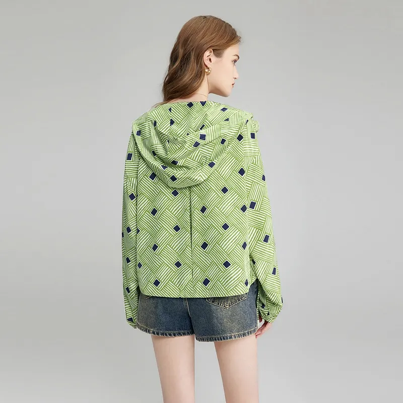 TOUCH Shirt Women's Green With Ecru Stripes-3