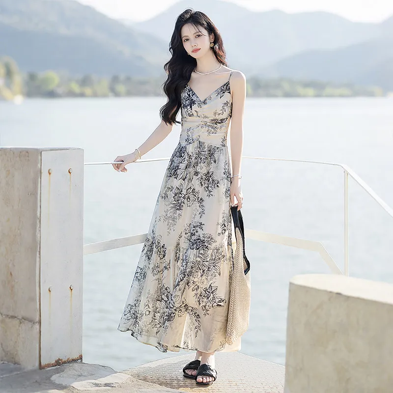 Cypress House Slip Dress Women's Apricot Ink Wash-4