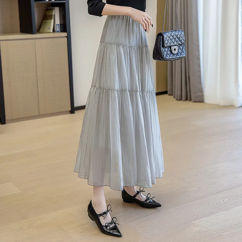 Cypress House Casual Long Skirt Women's Light Gray-5