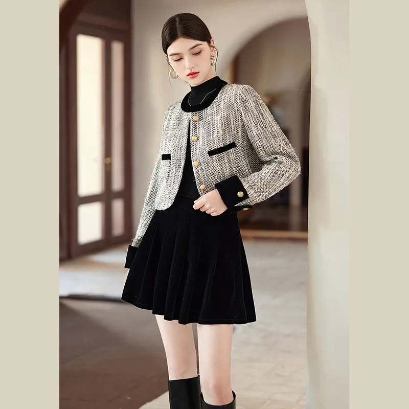 TOUCH Skirt Set Women's Beige Gray+Black-2