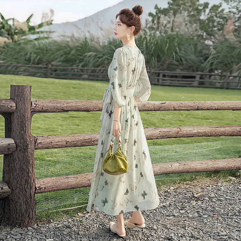 Cypress House Long Sleeved Dress Women's Light Green-2