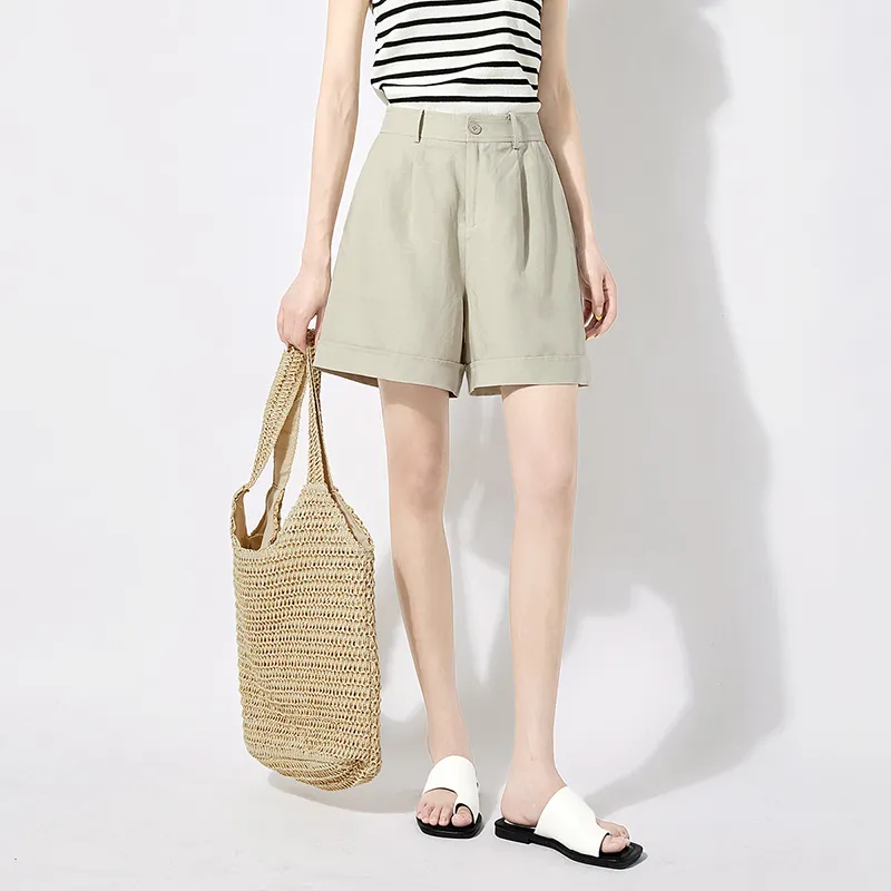 TOUCH Casual Shorts Women's Cyan Beige-6