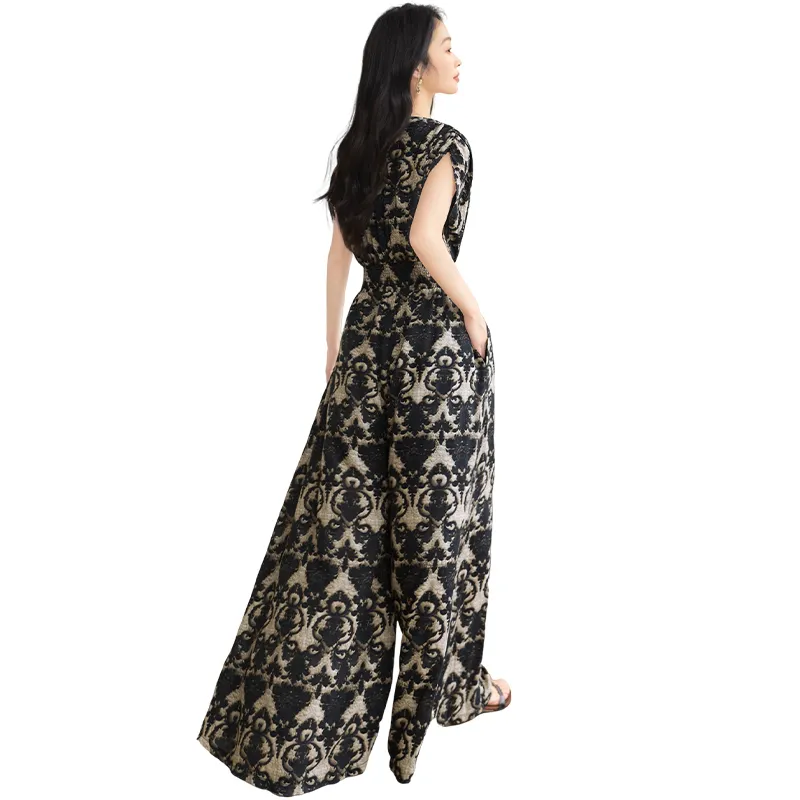 TOUCH Jumpsuits Women's Black Khaki Floral-1