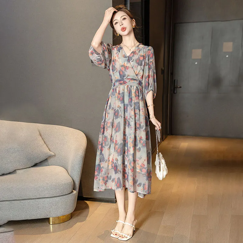 Cypress House Long Sleeved Dress Women's Pink And Blue Floral-4