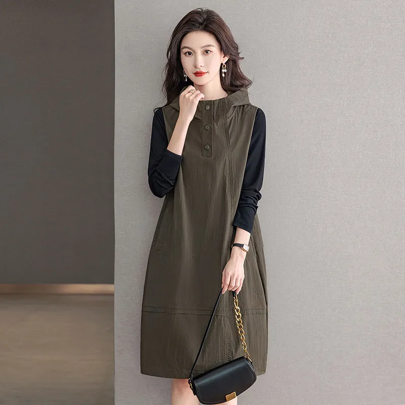 Cypress House Long Sleeved Dress Women's Army Green-5