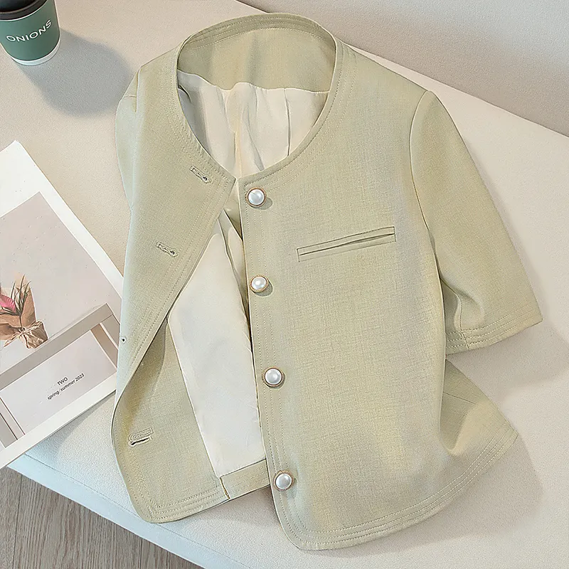 Cypress House Cropped Coat Women's Beige Apricot-2