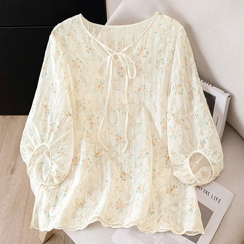 Cypress House Shirt Women's Light Orange Floral-2
