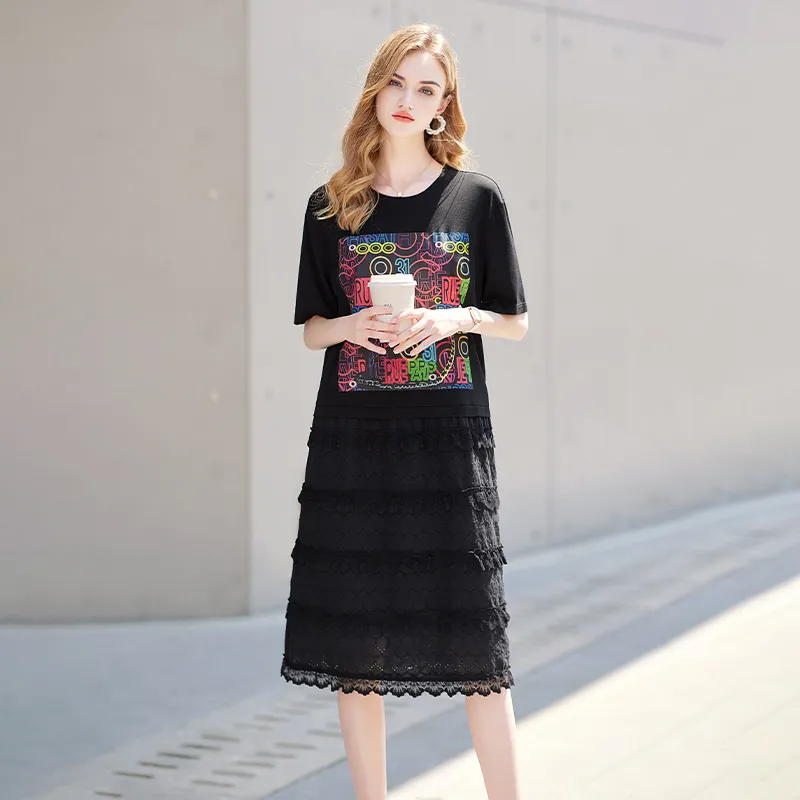TOUCH Short Sleeved Dresses Women's Black-6
