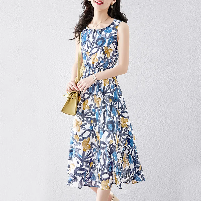 Cypress House Sleeveless Dress Women's Blue Yellow Heather-4