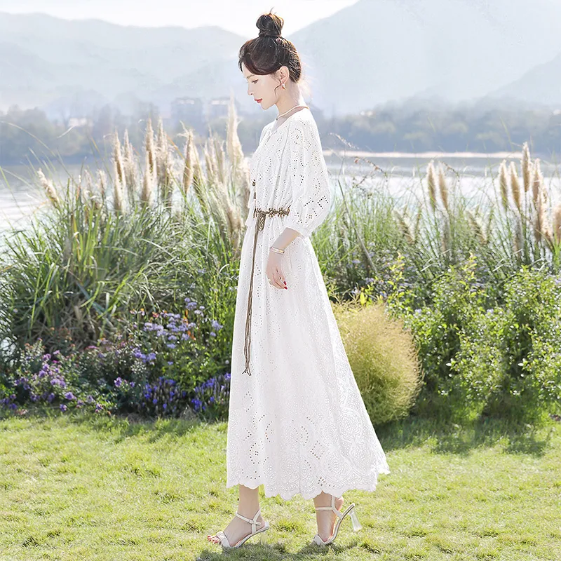 Cypress House Long Sleeved Dress Women's White-2