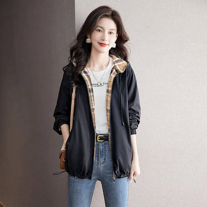 Cypress House Jacket Women's Black & Khaki Plaid-2