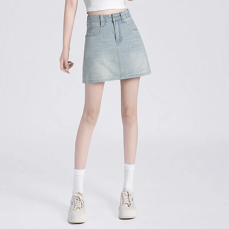 Cypress House Denim Short Skirts Women's Vintage Light Blue-5