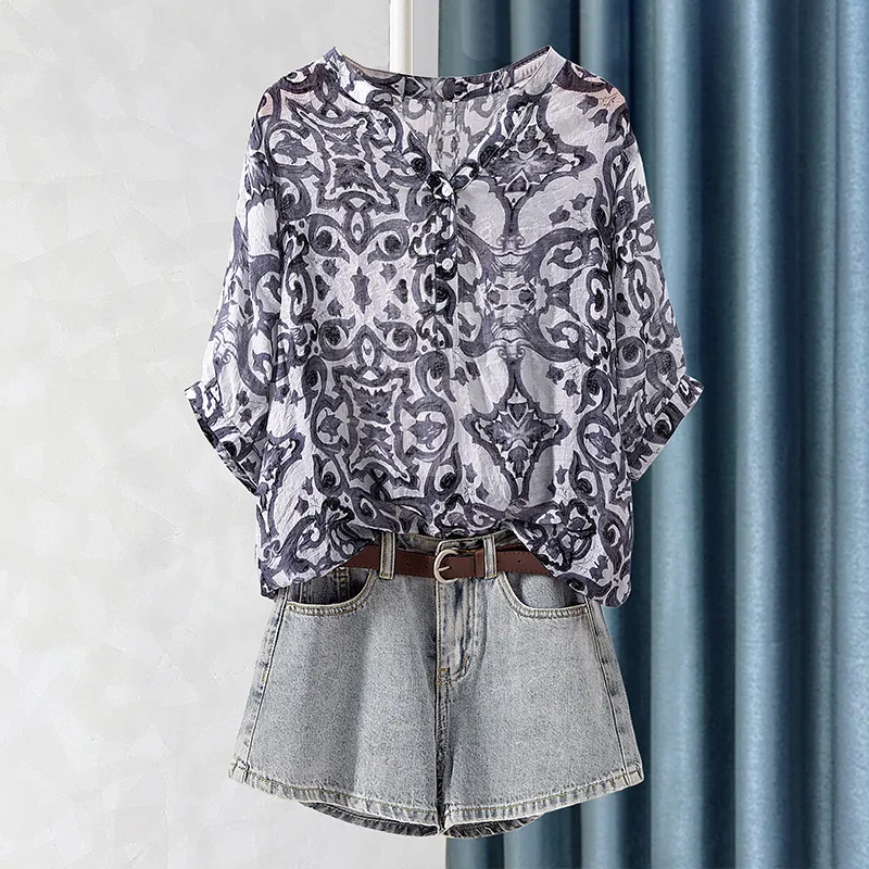 Cypress House Shirt Women's Black And Gray Pattern-2