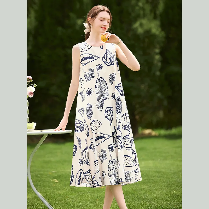 TOUCH Sleeveless Dress Women's Dark Blue Multicolor-5