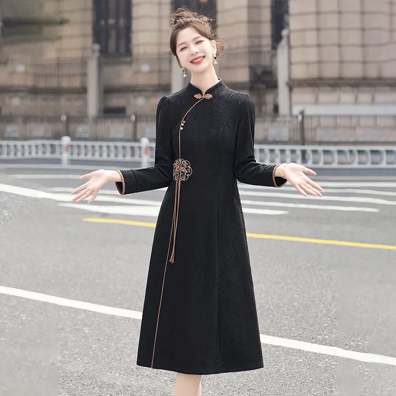 Cypress House Long Sleeved Dress Women's Black-1