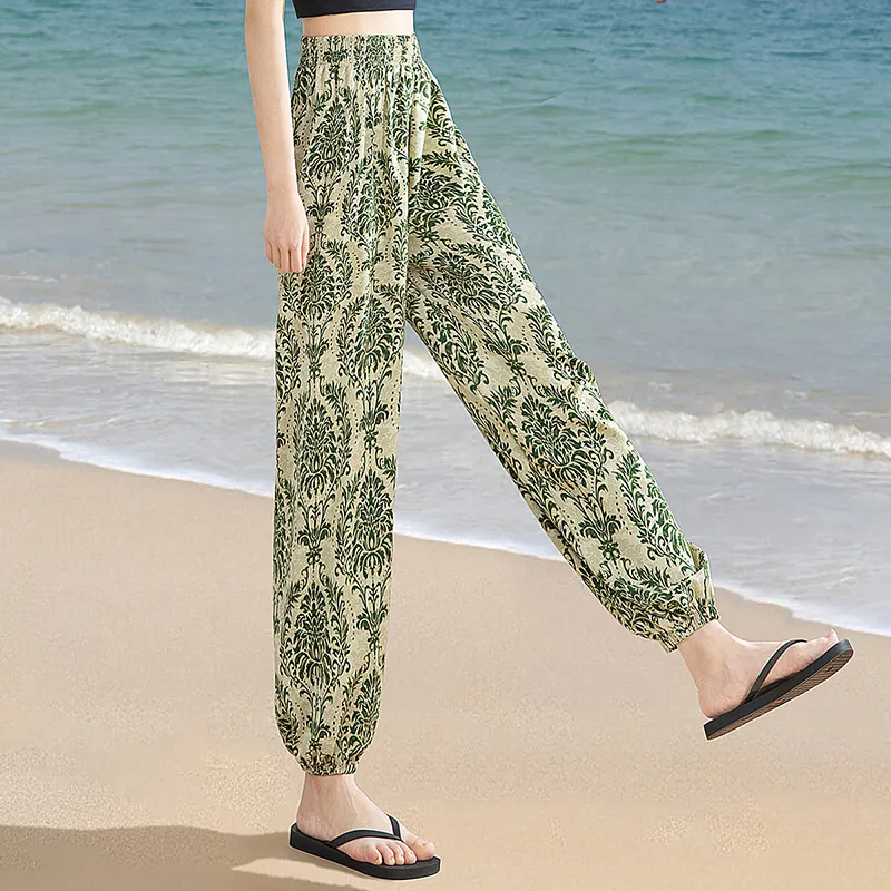 Cypress House Casual Pants Women's Green Pattern-2