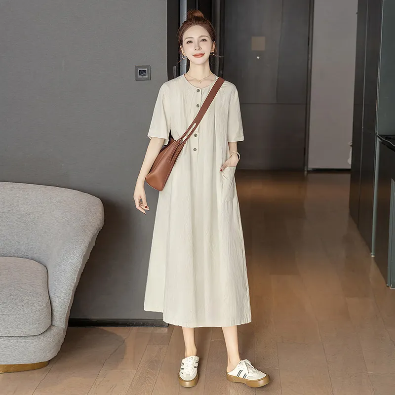 Cypress House Short Sleeved Dress Women's Beige-4