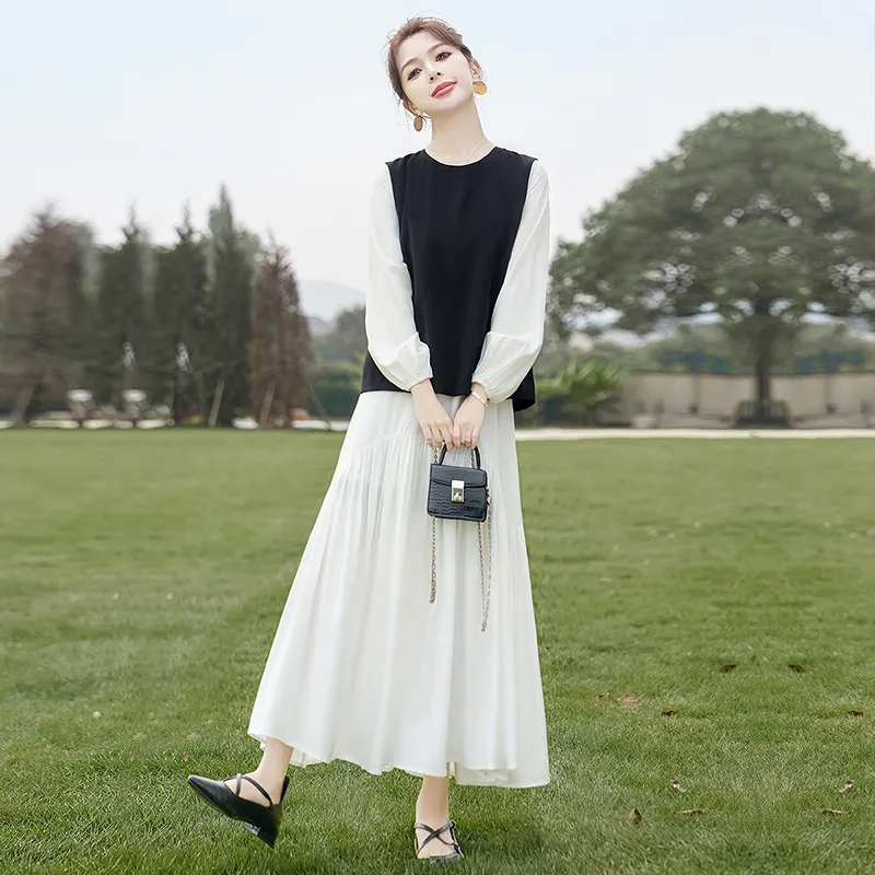 Cypress House Skirt Set Women's Black+White Dress-3