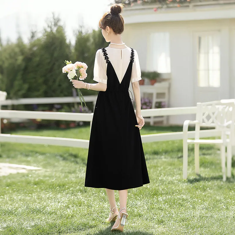 Cypress House Short Sleeved Dress Women's Black & Beige Color-3