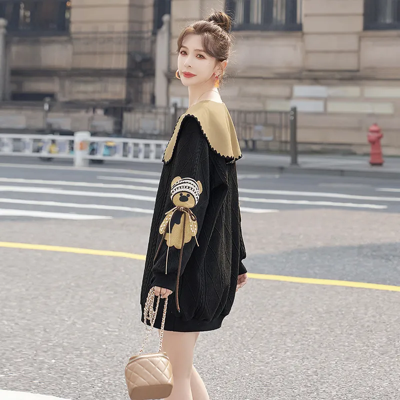 Cypress House Long Sleeved Dress Women's Black & Khaki-3