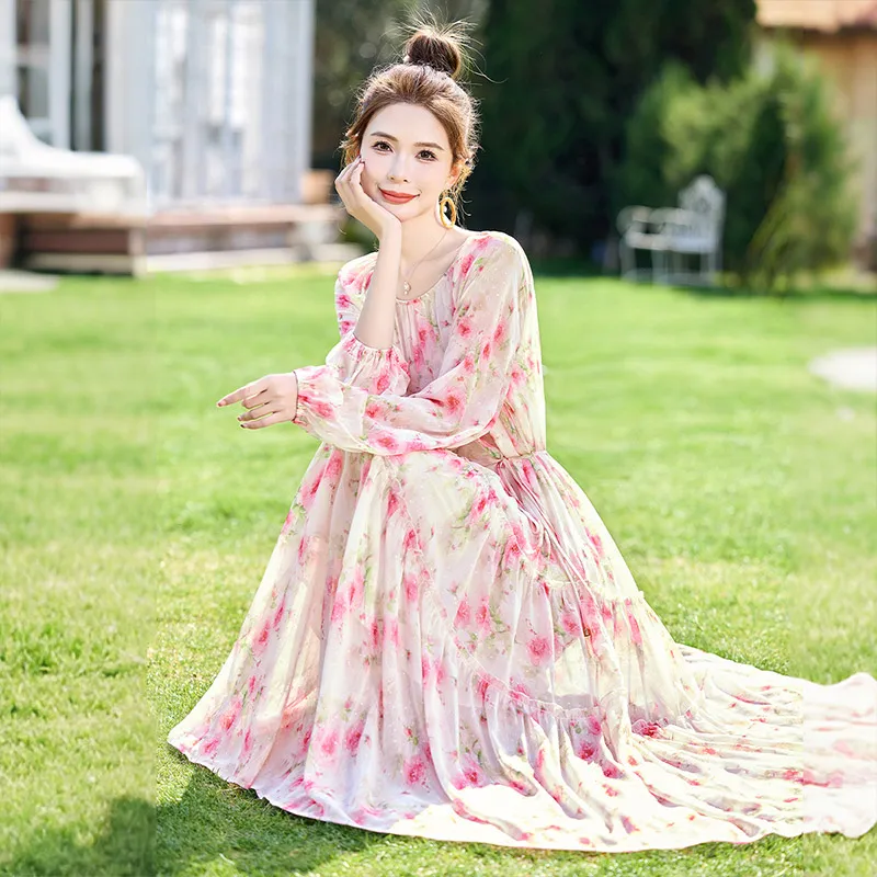 Cypress House Long Sleeved Dress Women's Pink Floral-4