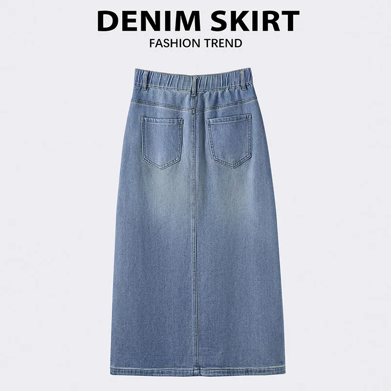 Cypress House Denim Long Skirt Women's Light Gray Blue-3