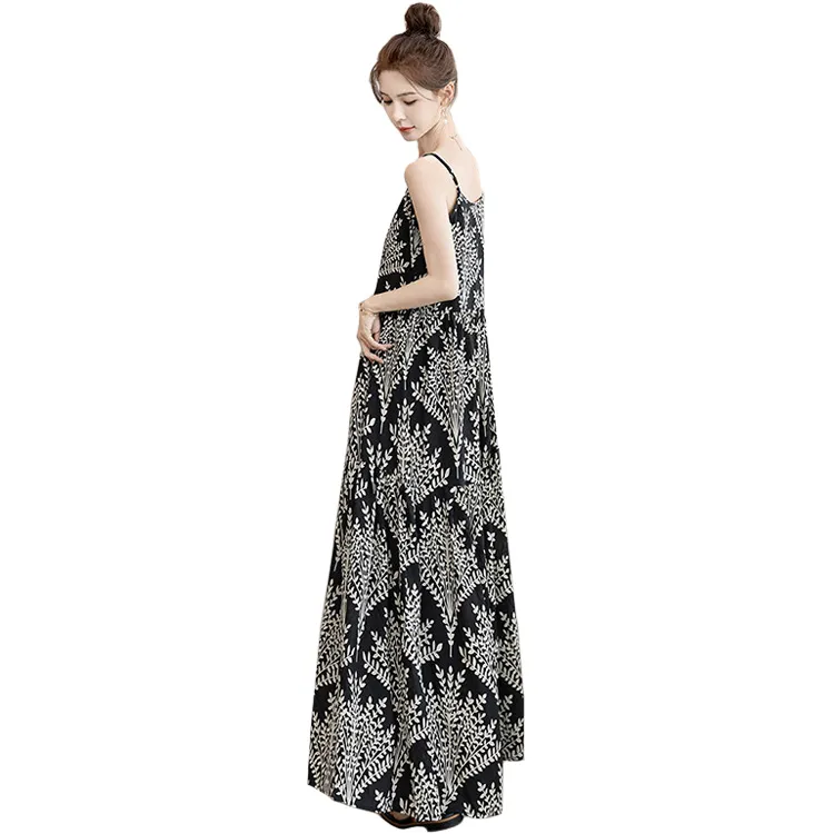Cypress House Slip Dress Women's Black With Beige Floral-1