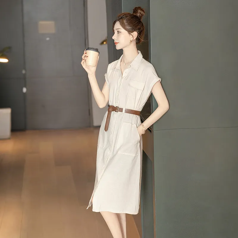 Cypress House Short Sleeved Dress Women's Beige-6