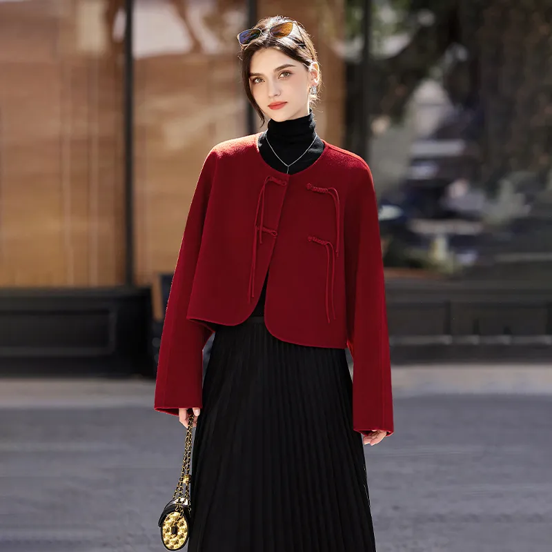TOUCH Cropped Coats Women's Red-6