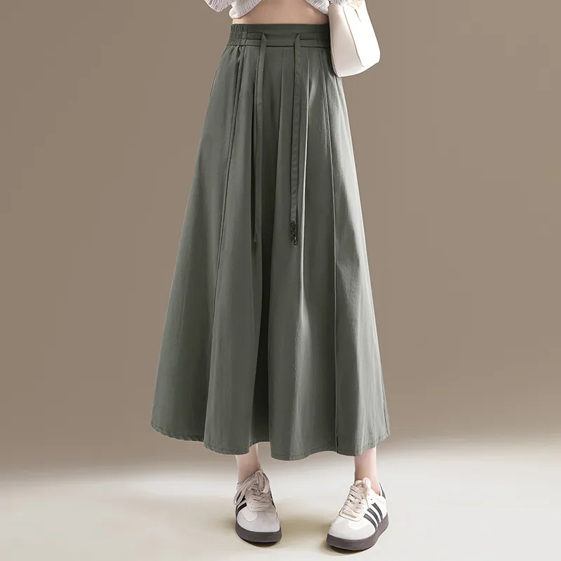 Cypress House Casual Long Skirts Women's Army Green-4