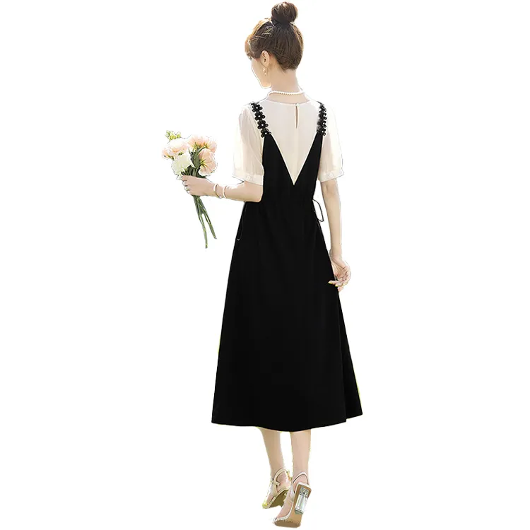 Cypress House Short Sleeved Dress Women's Black & Beige Color-1