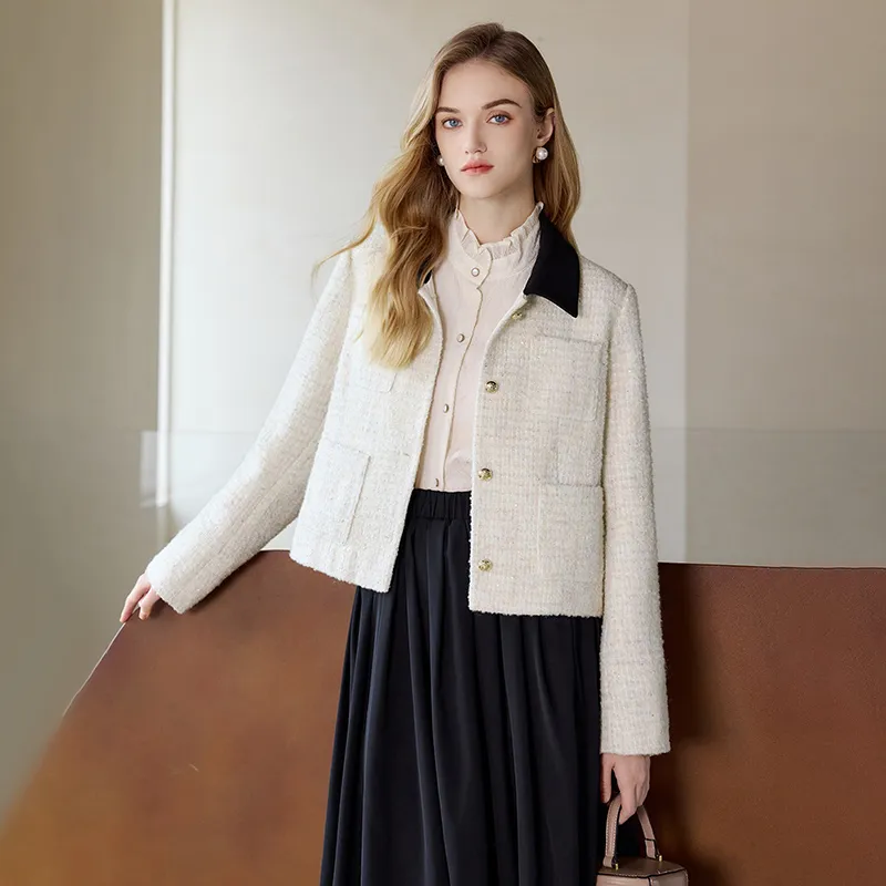 TOUCH Cropped Coats Women's Beige-7