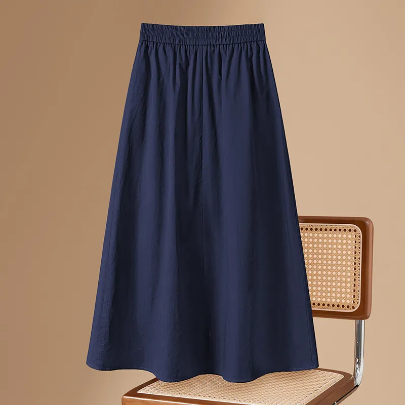 TOUCH Casual Long Skirt Women's Navy Blue-3