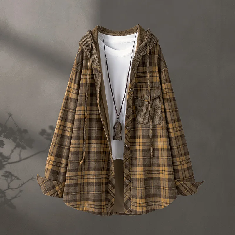 Cypress House Jackets & Coats Women's Coffee And Yellow Plaid-2