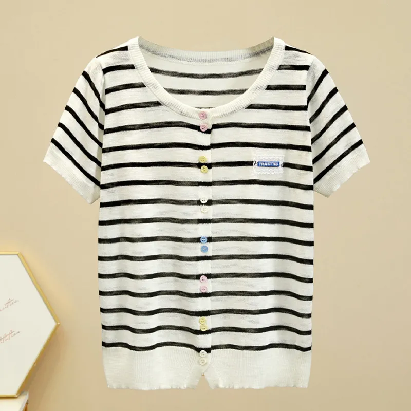 TOUCH Knitwear Women's Black Rice Stripes-4