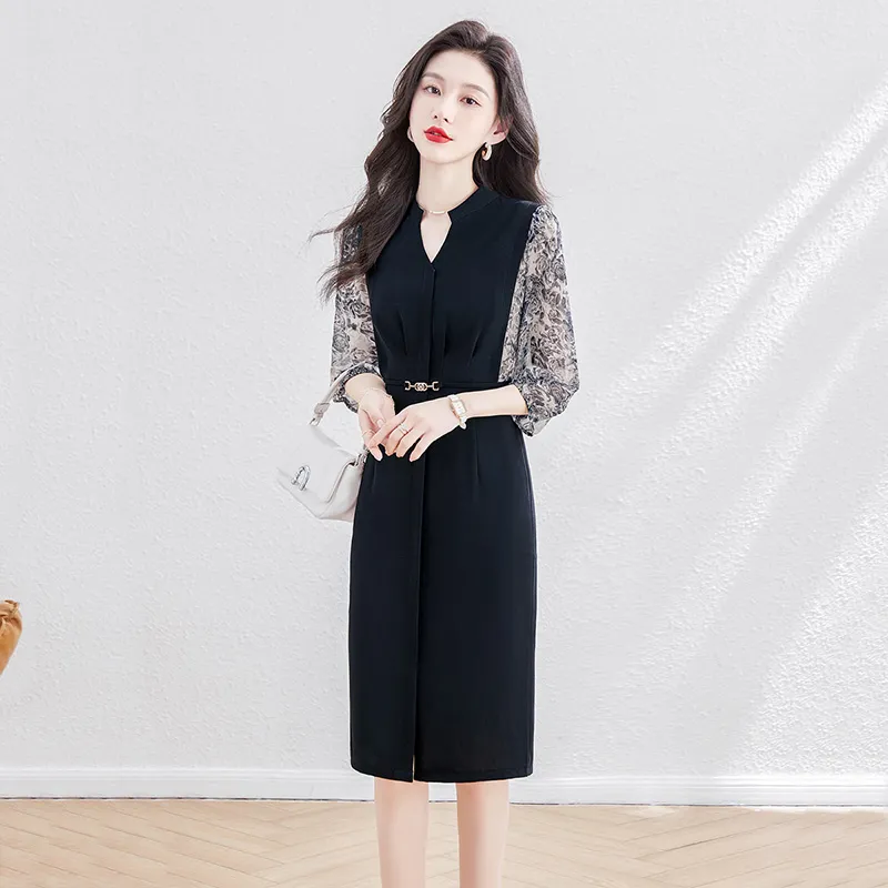 Cypress House Long Sleeved Dress Women's Black & Gray Heather-6