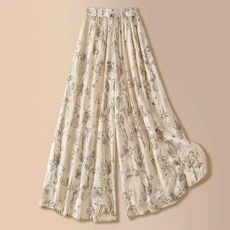 Cypress House Casual Pants Women's Apricot Coffee Floral-3