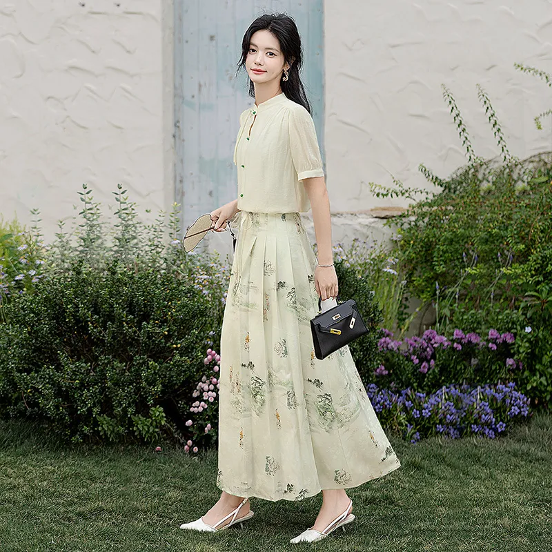 Cypress House Skirt Set Women's Apricot+Light Green Paint-1