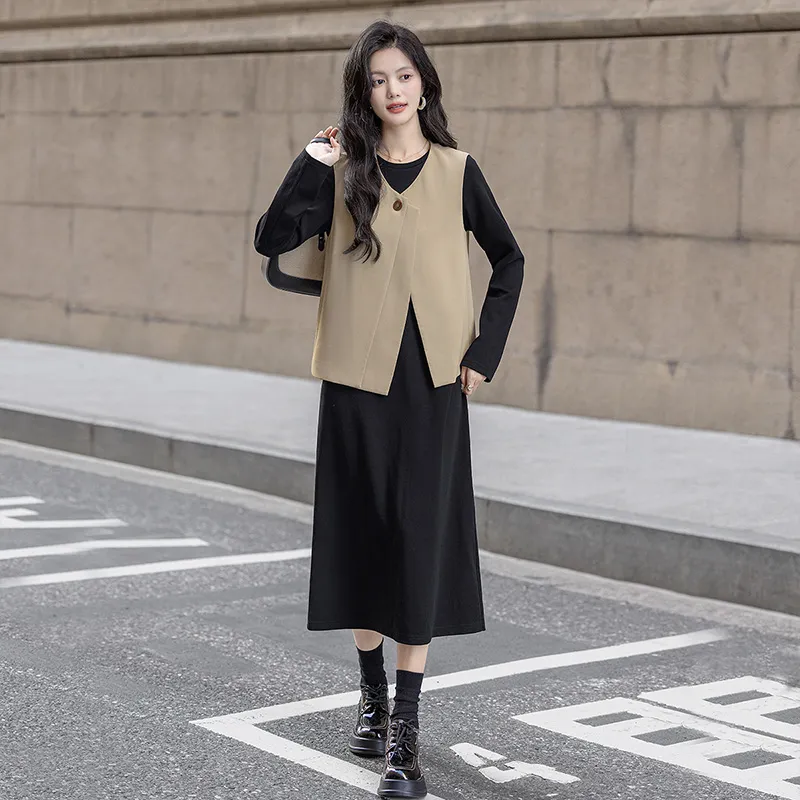 Cypress House Skirt Set Women's Light Khaki+Black-5
