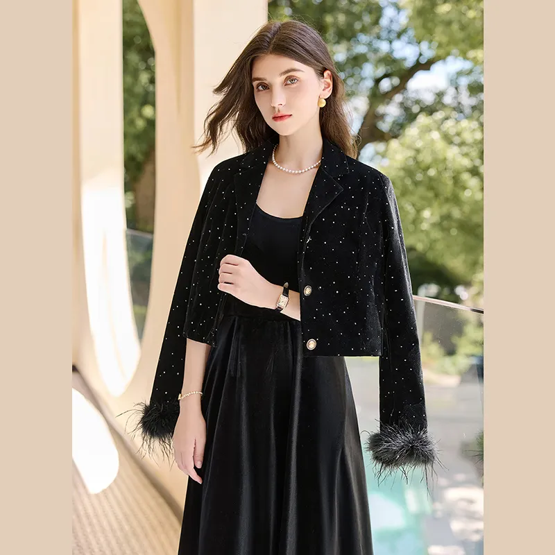 TOUCH Cropped Coats Women's Black-5