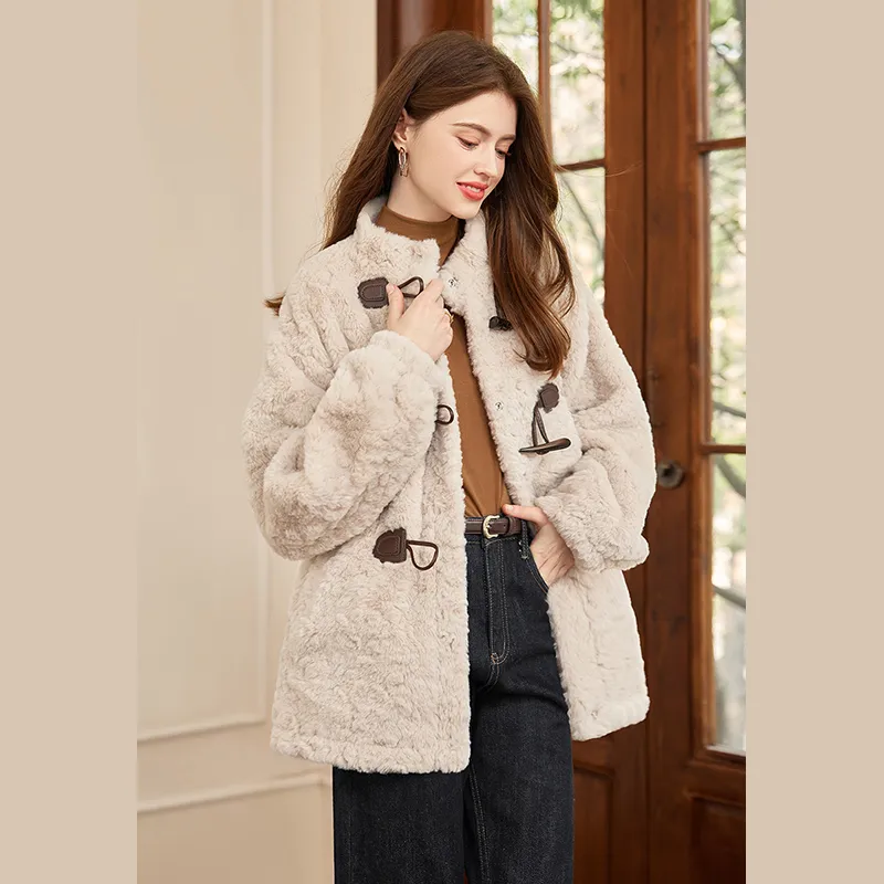 TOUCH Velvet feel Coat Women's Beige Apricot-1