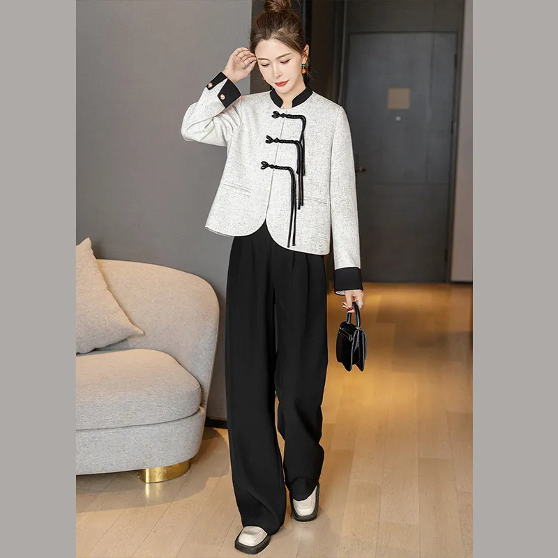 Cypress House Cropped Coat Women's Gray White-3