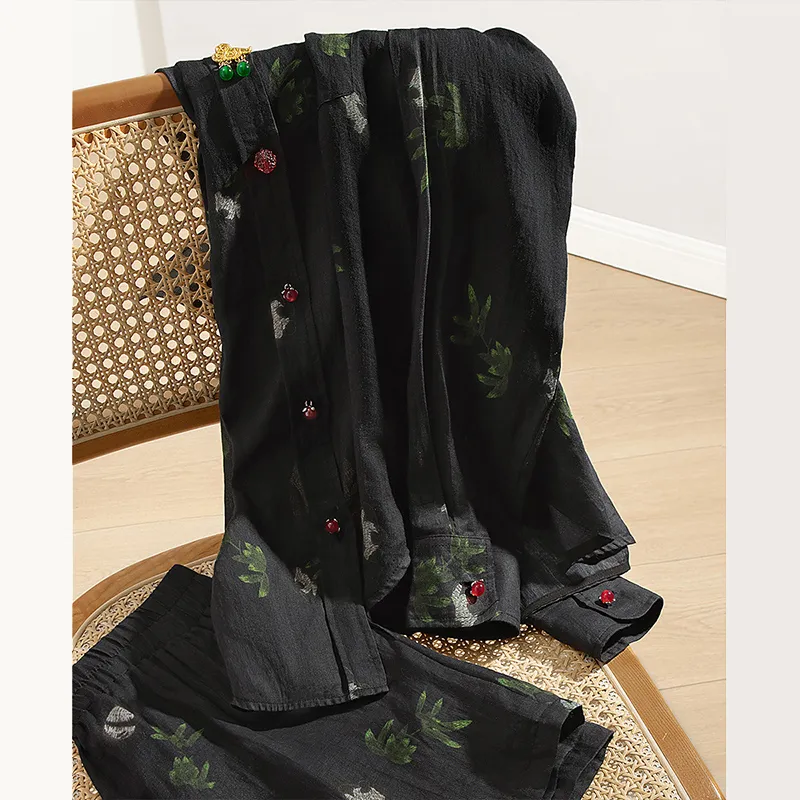 Cypress House Shirt Matching Set Women's Black-2