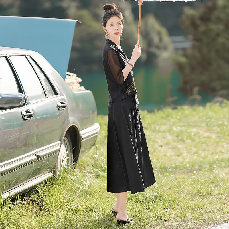 Cypress House Skirt Set Women's Black-3
