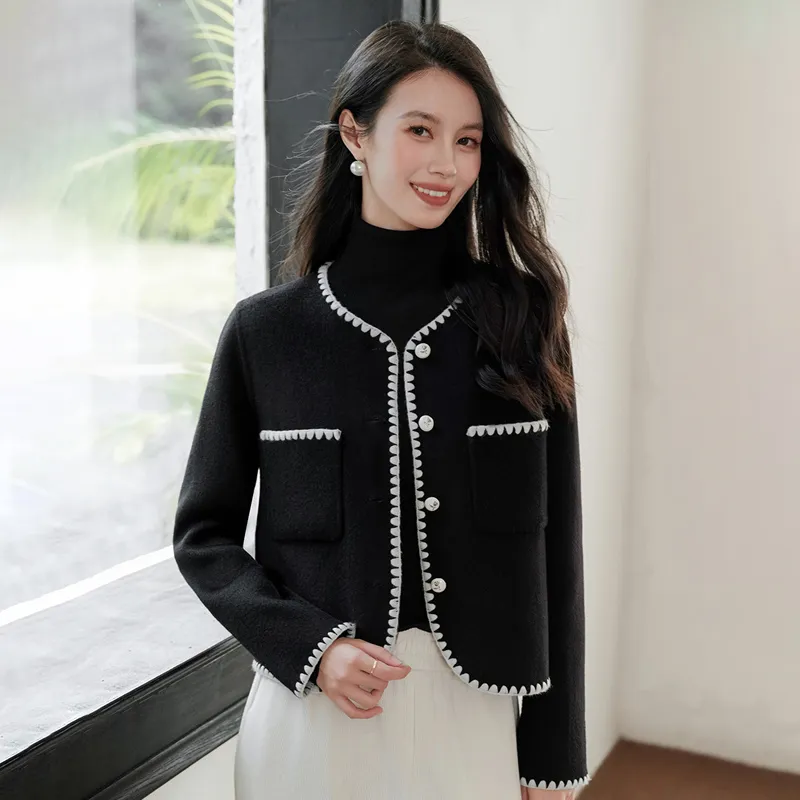 Cypress House Cropped Coats Women's Black-6