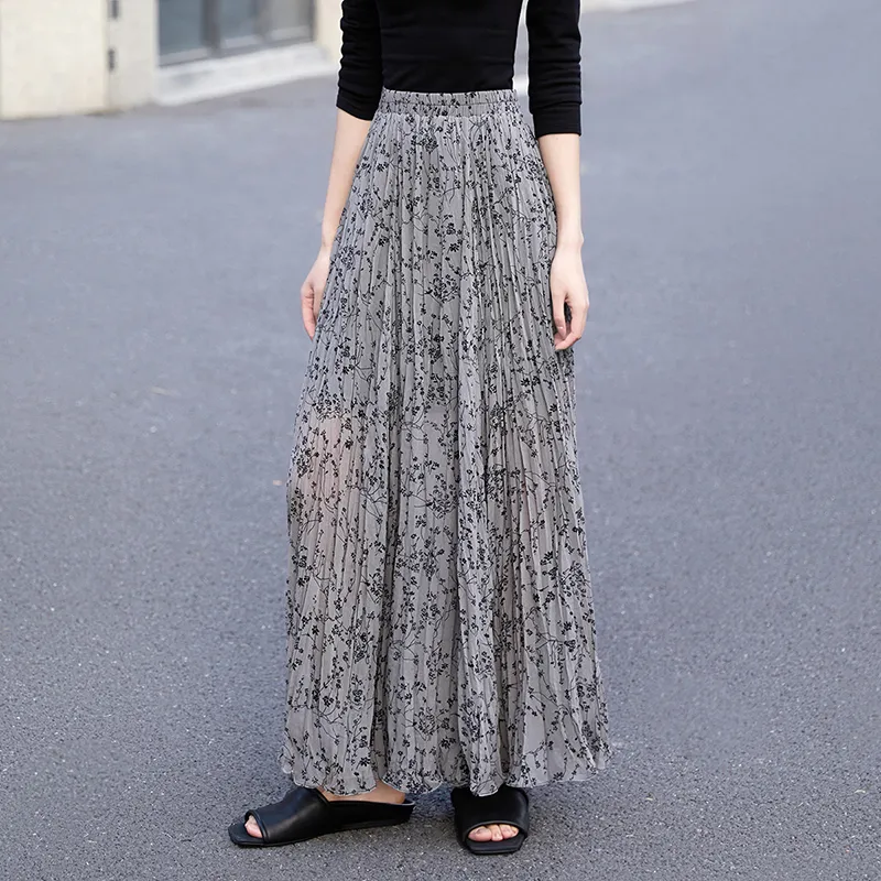 TOUCH Casual Long Skirt Women's Dark Gray-4